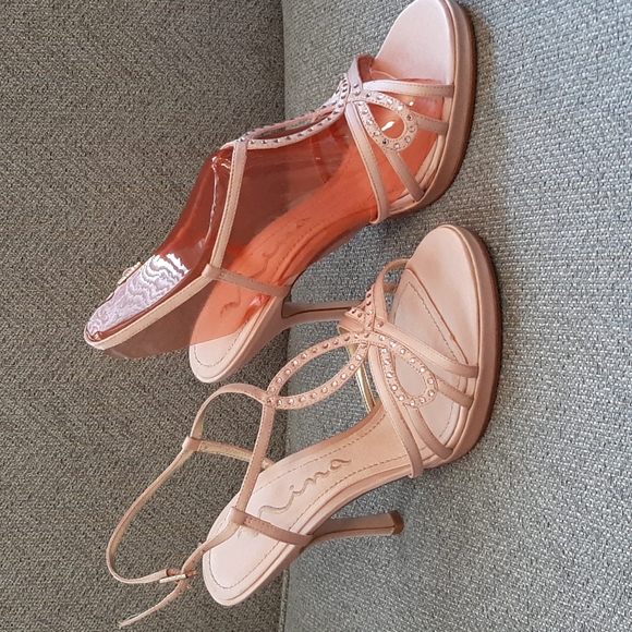 Nina Shoes - NIB Women's Light Pink Nina High Heel, Open Toe Dress Shoes, Rhinestones, Sz 7.5